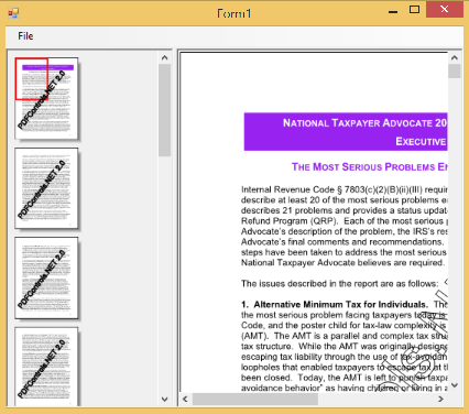 PDF Controls Thumbnail Viewer
